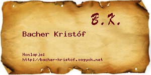 Bacher Kristóf névjegykártya